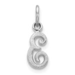 14KW White Gold Casted Script Letter E Initial Charm