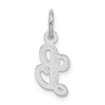 14KW White Gold Casted Script Letter L Initial Charm - Image 4