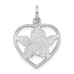 14k White Gold Cut-out Angel in Heart Charm - Image 3