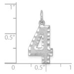 14kw Large Brushed Diamond-cut Number 4 Charm - Image 3