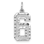 14kw Large Brushed Diamond-cut  Number 6 Charm
