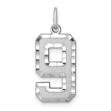 14kw Large Brushed Diamond-cut  Number 9 Charm
