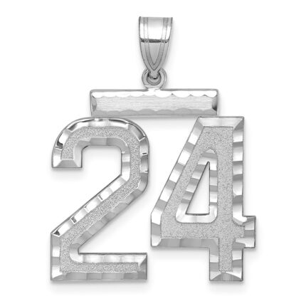14kw Large Brushed Diamond-cut Number 24 Charm