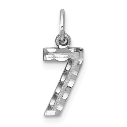 14kw Small Brushed Diamond-cut Number 7 Charm