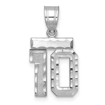 14kw Small Brushed Diamond-cut Number 10 Charm