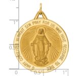 14k Polished and Satin Solid Large Miraculous Medal Round Pendant - Image 3