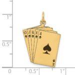 14k Enameled Royal Flush Playing Cards Charm - Image 3