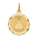 14k MERRY CHRISTMAS with Tree 15mm Engravable Disc Charm