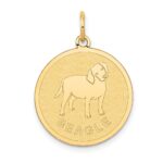 14k BEAGLE 20mm Engravable Disc Dog Charm