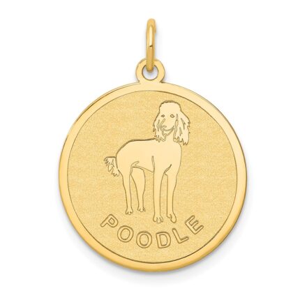14k POODLE 20mm Engravable Disc Dog Charm