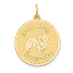 14k SHETLAND SHEEP20mm Engravable Disc Dog Charm