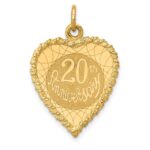 14K 20th ANNIVERSARY 19mm Engravable Rope-Edge Heart Charm