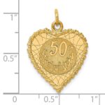 14K 50th ANNIVERSARY 19mm Engravable Rope-Edge Heart Charm - Image 3