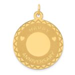 14K HAPPY ANNIVERSARY with Hearts 25mm Engravable Disc Charm