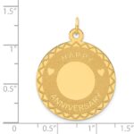 14K HAPPY ANNIVERSARY with Hearts 25mm Engravable Disc Charm - Image 3