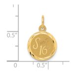 14k SWEET 16 Engravable 12mm Disc Charm - Image 3