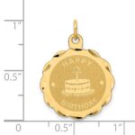14K HAPPY BIRTHDAY with Cake 19mm Engravable Disc Charm - Image 3