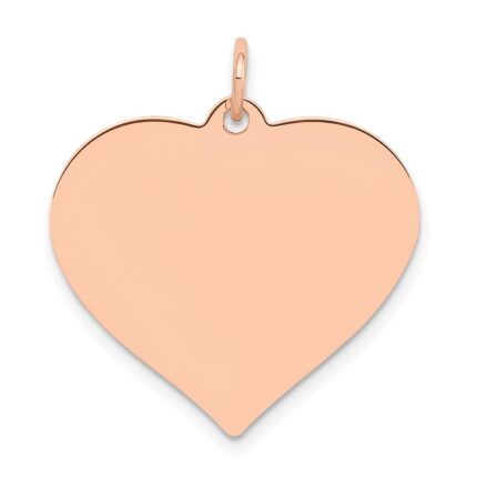 14K Rose Gold Polished Engravable 24mm Heart Disc Pendant