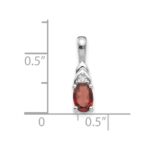 14k White Gold 6x4 Oval January/Garnet and Diamond Pendant - Image 3