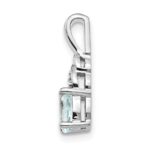 14k White Gold 6x4 Oval March/Aquamarine and Diamond Pendant - Image 2