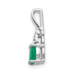 14k White Gold 6x4 Oval May/Emerald and Diamond Pendant - Image 2