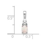 14k White Gold 6x4 Oval October/Opal and Diamond Pendant - Image 3