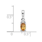 14k White Gold 6x4 Oval November/Citrine and Diamond Pendant - Image 3