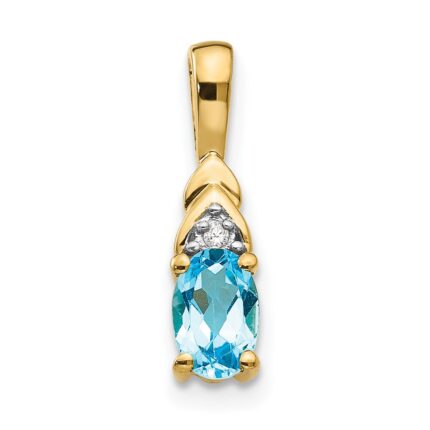 14k 6x4 Oval December/Blue Topaz and Diamond Pendant