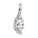 14k White Gold 6x4 Oval April/White Topaz and Diamond Pendant
