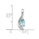 14k White Gold 6x4 Oval December/Blue Topaz and Diamond Pendant - Image 3