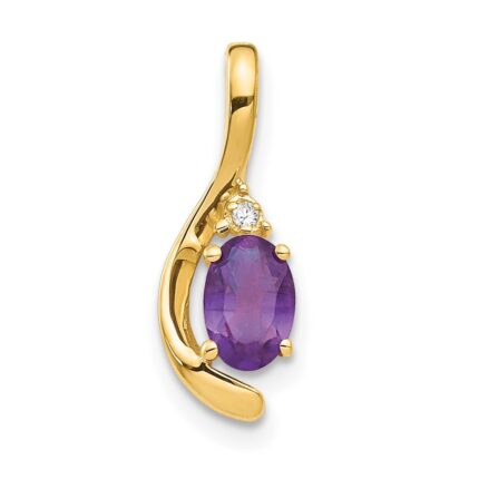 14k 6x4 Oval February/Amethyst and Diamond Pendant