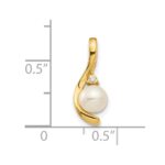 14k 5.5mm June/Freshwater Cultured Pearl and Diamond Pendant - Image 3