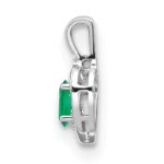 14k White Gold 6x4 Oval May/Emerald and Diamond Heart Pendant - Image 2