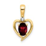 14k 6x4 Oval January/Garnet and Diamond Heart Pendant
