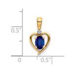 14k 6x4 Oval September/Sapphire and Diamond Heart Pendant - Image 3