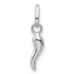 14k White Gold 3-D Italian Horn Charm - Image 3