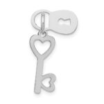 14k White Gold Polished Moveable Lock and Heart Key Charm - Image 5
