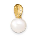 14k 8-9mm White Button Freshwater Cultured Pearl Slide Fits up to 3mm Regular/4mm Fancy or Reversible Omega - Image 4