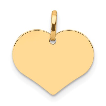 14K Polished Engravable 14mm Heart Disc Pendant