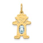 14K Girl Charm 6x4 Oval Genuine Aquamarine-March