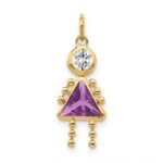 14k February Girl Synthetic Birthstone Charm