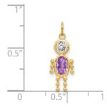 14k February Boy Synthetic Birthstone Charm - Image 3