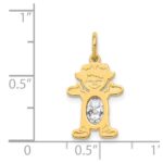 14K Girl Charm 6x4 Oval Genuine White Topaz-April - Image 3