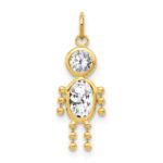 14k April Boy Synthetic Birthstone Charm