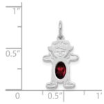 14K White Gold Girl Charm 6x4 Oval Genuine Garnet-January - Image 3
