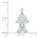 14K White Gold Girl Charm 6x4 Oval Genuine Aquamarine-March - Image 3