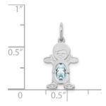 14K White Gold Boy Charm 6x4 Oval Genuine Aquamarine-March - Image 3