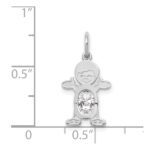 14K White Gold Boy Charm 6x4 Oval Genuine White Topaz-April - Image 3