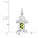 14K White Gold Boy Charm 6x4 Oval Genuine Peridot-August - Image 3