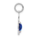 14K White Gold Boy Charm 6x4 Oval Genuine Sapphire-September - Image 2